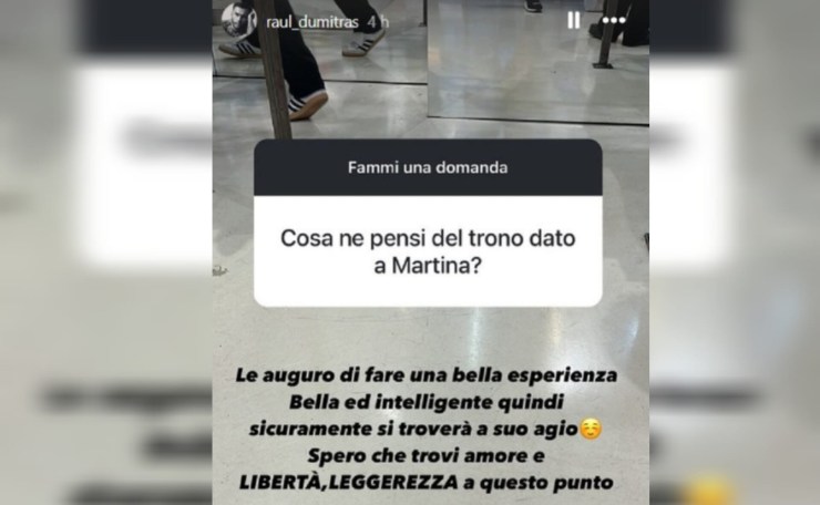 Uomini e Donne, Raul rompe il silenzio sul trono di Martina